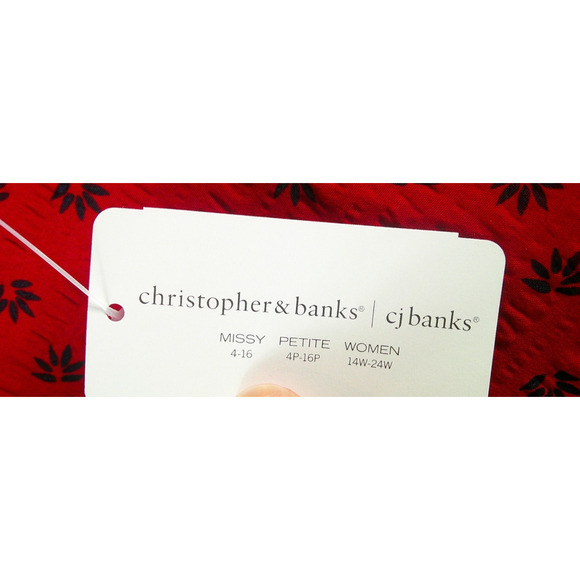 Christopher & Banks Women's Large Red/Navy 3/4 Sleeve Box Neck Blouse - Picture 4 of 6